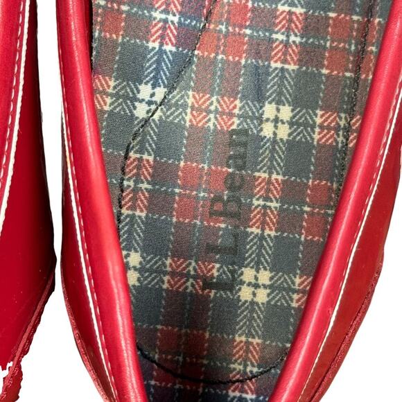L.L.Bean Coastal Rain Skimmers Patent w/ Plaid Lining Ballet Flat Red 8.5M - Picture 8 of 9